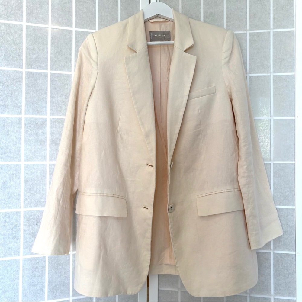 EVERLANE Oversized Blazer Jacket in 100% Linen Bone Size 2